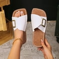 thumbnail image 5 of HAOTAGS Slippers for Women Flat Summer Slip On Sandals White Size 6, 5 of 9