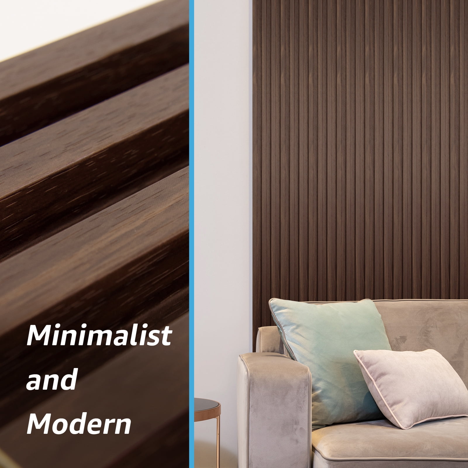 Art3d 4-Piece 104'' x 5.7''x 0.67'' Solid Wood Slat Wall Panels for Interior and Ceiling Decor,16.5 Sq.ft/Case,Walnut