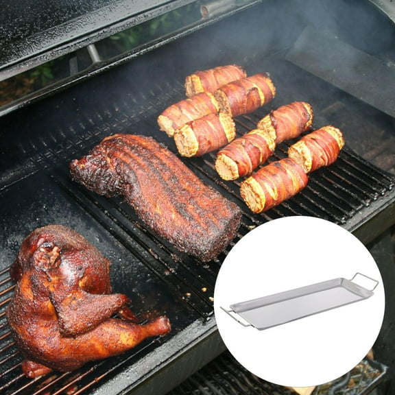 MUSEYA Grill Pan or Grill Plate Barbecue Grill Plate Silver Stainless Steel 1Pack