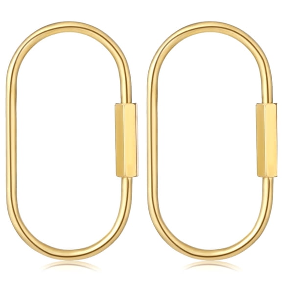 MODANU 2 Pcs Brass Key Ring Gold Screw Lock Clip Key Ring Chain Durable Simple Brass Keychain Holder, 2.36 x 1.22 inch
