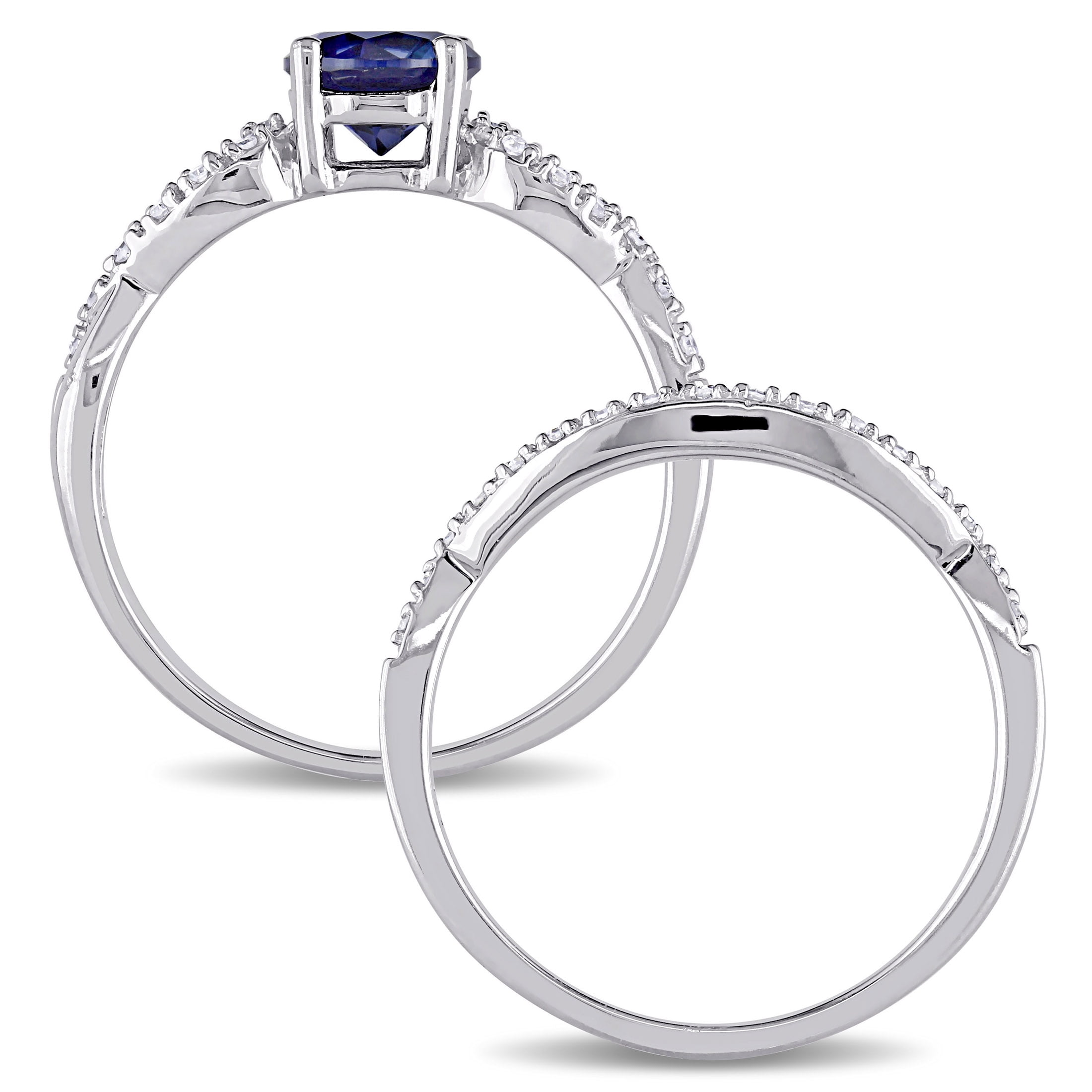 Everly Women's Created Sapphire 10k White Gold Bridal Set