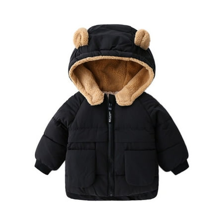

YUANYU Toddler Kids Little Boy Girl Hooded Cotton Padded Puffer Jacket Winter Outerwear