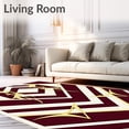 thumbnail image 2 of ODIKA 3'x5' Machine Washable Non-Slip Area Rug, Art with Metallic Accents and Stylized Leaf Embellishments High Traffic Rug, Burgundy, 614593, 2 of 7