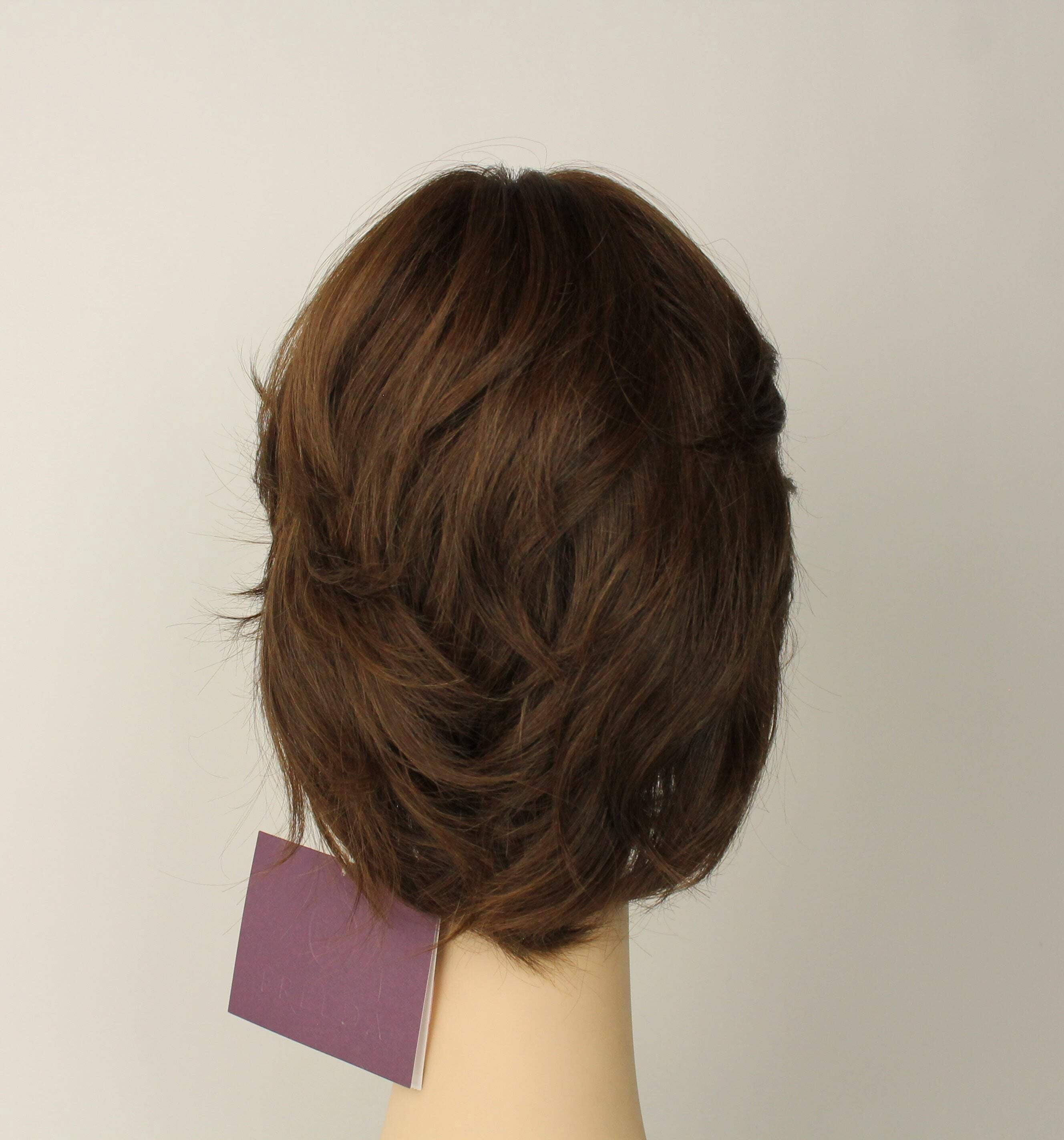 European Human Hair Freeda Wig Olivia 2000 Multi-Directional Skin Top Brown With Reddish Highlights Size M