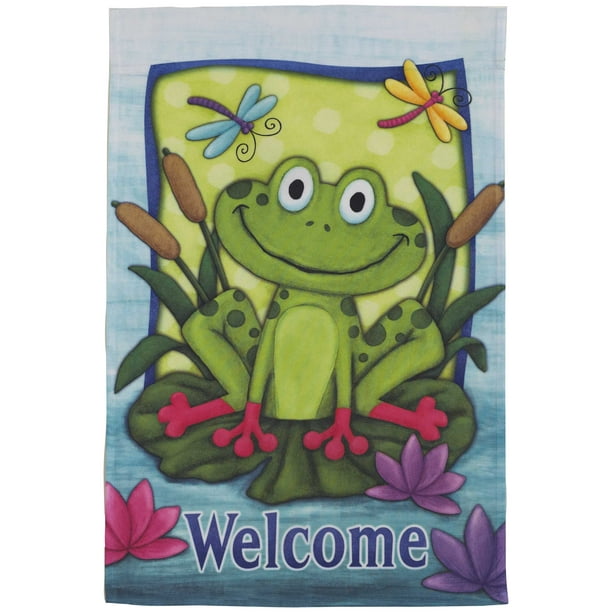 Welcome Lawn Flag Frog Garden Accents Garden Flag (12 x 18 Inch