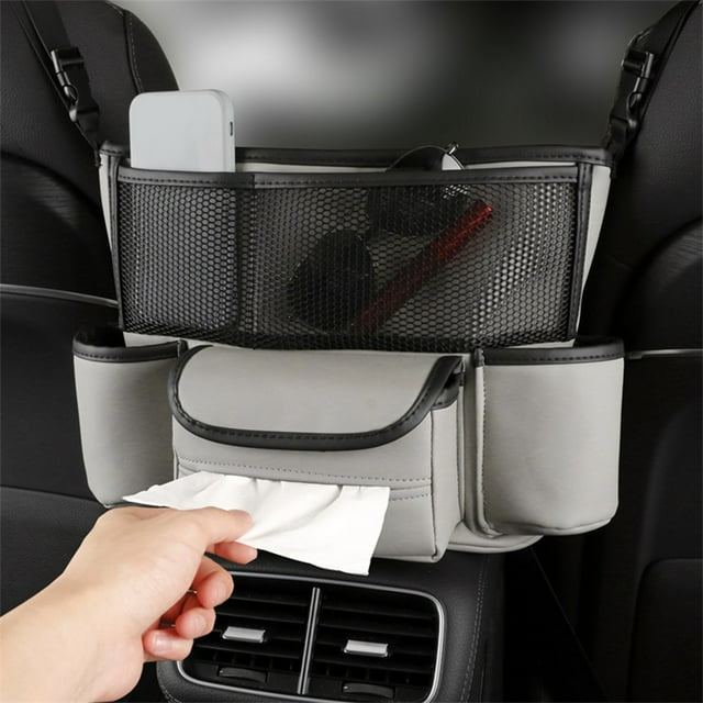 RKSTN Vehicle storage Car storage bag, center console armrest box, multi-function isolation bag, storage bag, napapi car interior storage gray car accessories