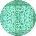 thumbnail image 1 of Ahgly Company Indoor Round Persian Turquoise Blue Traditional Area Rugs, 3' Round, 1 of 4