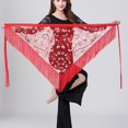 thumbnail image 6 of Chiffon Belly Dance Waist Chain Hip Scarf Women Tassels Sequins Belt Costume Red, 6 of 8