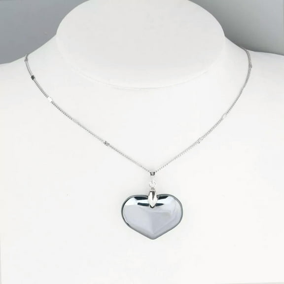 HOOUN 1pc Natural Heart Terahertz Necklace Wave Gemstone Love Carved Pendant Healing