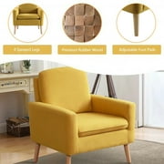 Modern Accent Fabric Chair Single Sofa Comfy Upholstered Arm Chair Living Room Furniture Mustard Yellow