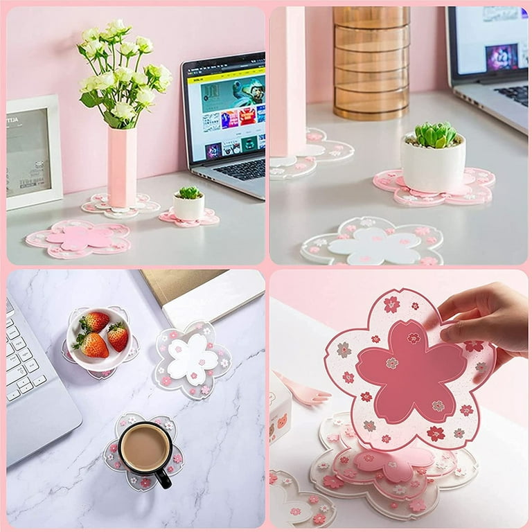Tea Mat Silicone Flower Coasters Cute Non-Slip Coaster for Drinks