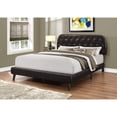 thumbnail image 2 of BED - QUEEN SIZE / BROWN LEATHER-LOOK WITH WOOD LEGS, 2 of 7