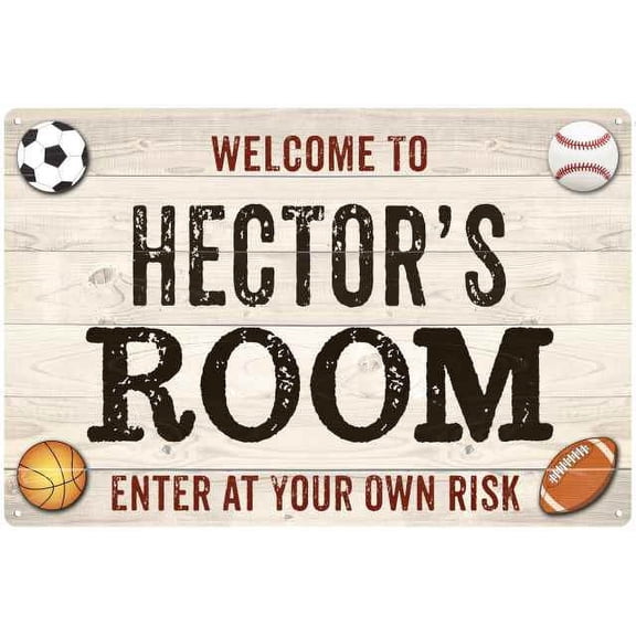 HECTOR'S Room Kids Bedroom Sign Boy's 8x12 Metal 208120090167