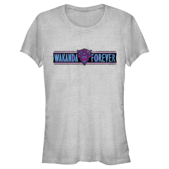 Junior's Black Panther: Wakanda Forever Logo Banner  Graphic Tee Athletic Heather 2X Large