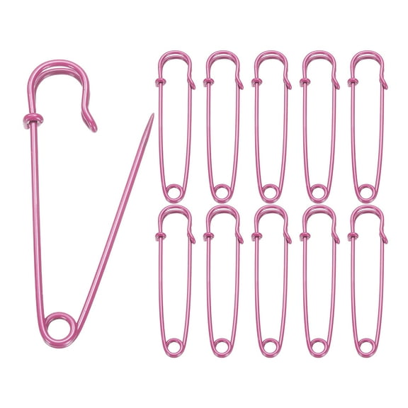 Uxcell 20pcs Safety Pins 3 Inch (75mm) Baked Paint Steel Large Safety Pin Heavy Duty Sewing Safety Pins Bulk for Clothes Sewing Arts DIY Crafts, Rose Red