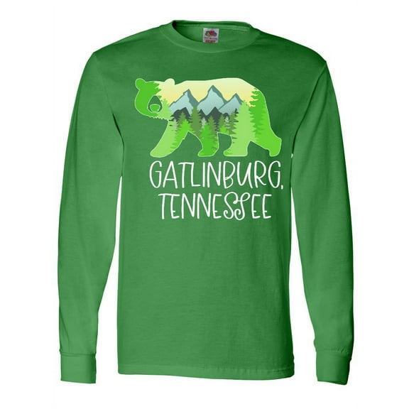 Inktastic Gatlinburg, Tennessee- Mountains and Bear Shape Long Sleeve T-Shirt
