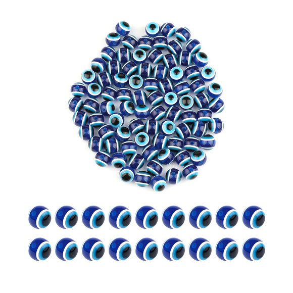 SAVITA 100pcs Blue Evil Eye Beads Eyeball Spacer Beads Handmade Resin Beads Charms for DIY Bracelets Necklace Jewelry Making (12mm/0.47inch)
