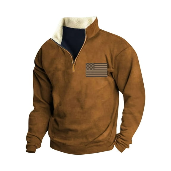 KAUOD Mens Casual Corduroy Sweatshirt Men's Casual Fashion Loose 3D Printed Half Zip Collar Long Sleeve Hoodie Fall Sweatshirt for Men