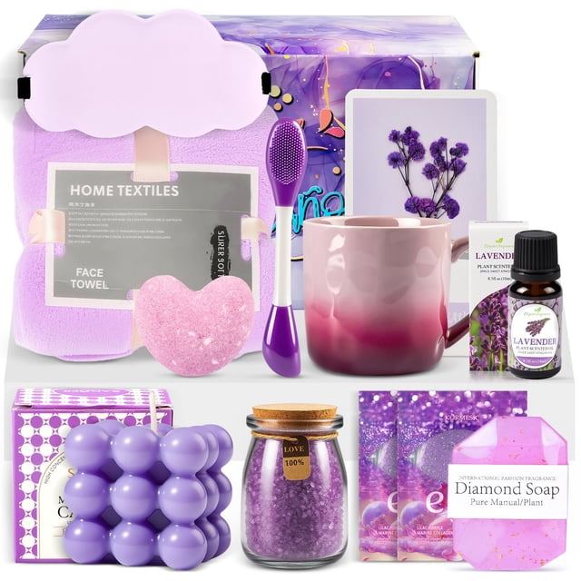 QENSPE Regalos de Cumpleaños para Mujeres - Kit de Spa Relajante y Cuidado Personal para Mujer, Caja de Regalos para Mejorar Pronto, Exquisitas Tazas de cumpleaños para Amiga, Ma