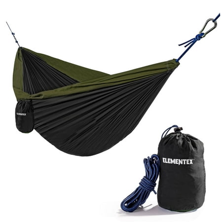 ELEMENTEX Portable Parachute Nylon Travel Camping Backpacking Hammock - Large Black &