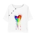 thumbnail image 3 of KIJBLAE Women's Tie Dye Print Heart Two Piece Outfits Summer Short Sleeve Button Down T-Shirt Drawstring Elastic Waist Long Pants Set Tracksuit White XL, 3 of 5