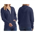 thumbnail image 2 of Sudadera con Capucha y Cremallera de Punto Flameado para Mujer, Camiseta Texturizada con Cremallera para Mujer Azul Marino L, 2 of 8