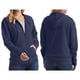 thumbnail image 2 of Sudadera con Capucha y Cremallera de Punto Flameado para Mujer, Camiseta Texturizada con Cremallera para Mujer Azul Marino XL, 2 of 8