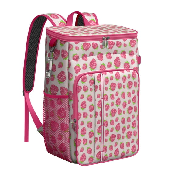 Cute Strawberry Themed Backpack Cooler, Leakproof Lunch Bag with Fresh Fruit Print for Women and Teens