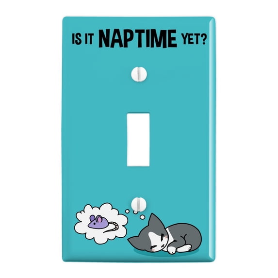 Is It Cat Naptime Yet? Dreaming Plastic Wall Decor Toggle Light Switch Plate Cover