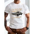 thumbnail image 1 of Round Neck Muscle Car Vintage Pattern Print Short Sleeve Men's T-shirt, Summer Casual Loose Sports Men's Tops, Soft And Breathable Comfy Men's T-shirt Tee For Adult, Men, Women, Teen, Teenager, Adole, 1 of 6