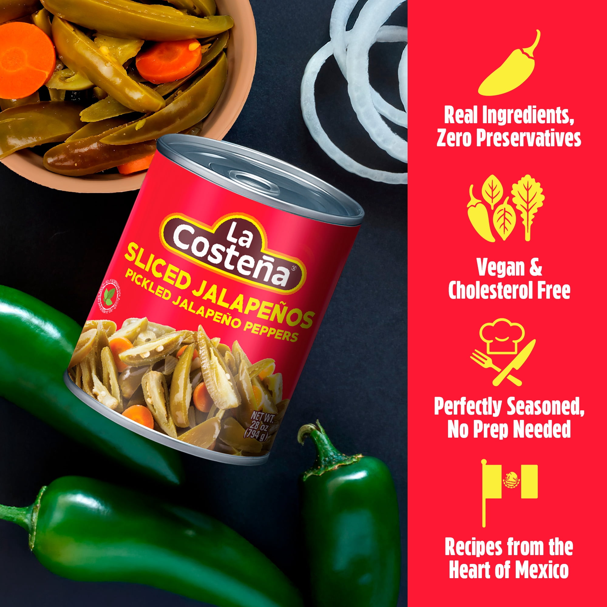 (12 pack) La Costeña Pickled Sliced Jalapenos, 28 oz