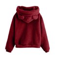 thumbnail image 4 of Stichou Women's Cute Bear Ears Hoodie Long Sleeve Warm 2025 sherpa Hoodies Winter Fleece Fuzzy Sweatshirts Hooded Outerwear Wine XL, 4 of 5