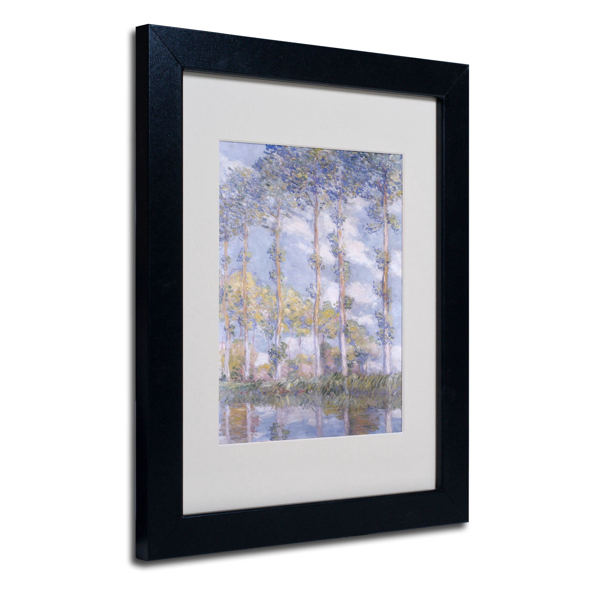 Trademark Fine Art "The Poplars" Matted Framed Canvas Art by Claude Monet