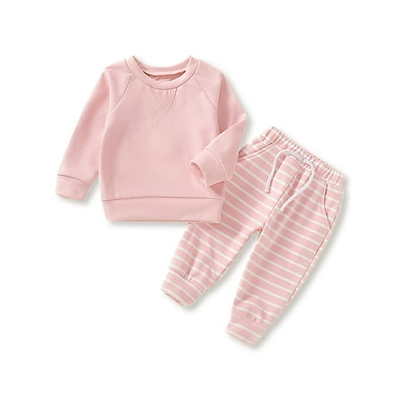 

Dooleck Unisex Infant Girl Striped Shirt Halen Pant Set Female Outfit Sleepwear