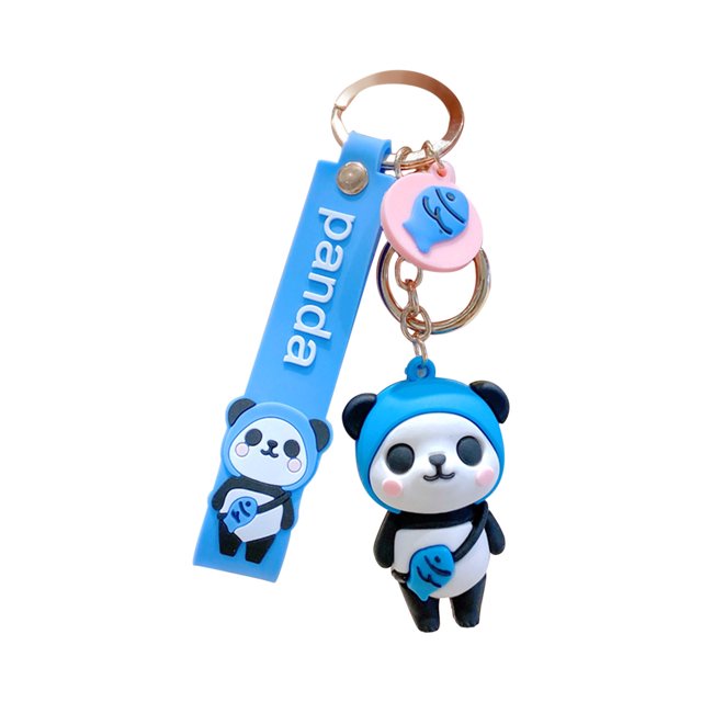 Llaveros para mujer, llavero de billetera, llavero de coche, lindo llavero de panda de PVC para llaves, cordón de muñeca, insignia de oficina, pulsera para teléfono móvil.