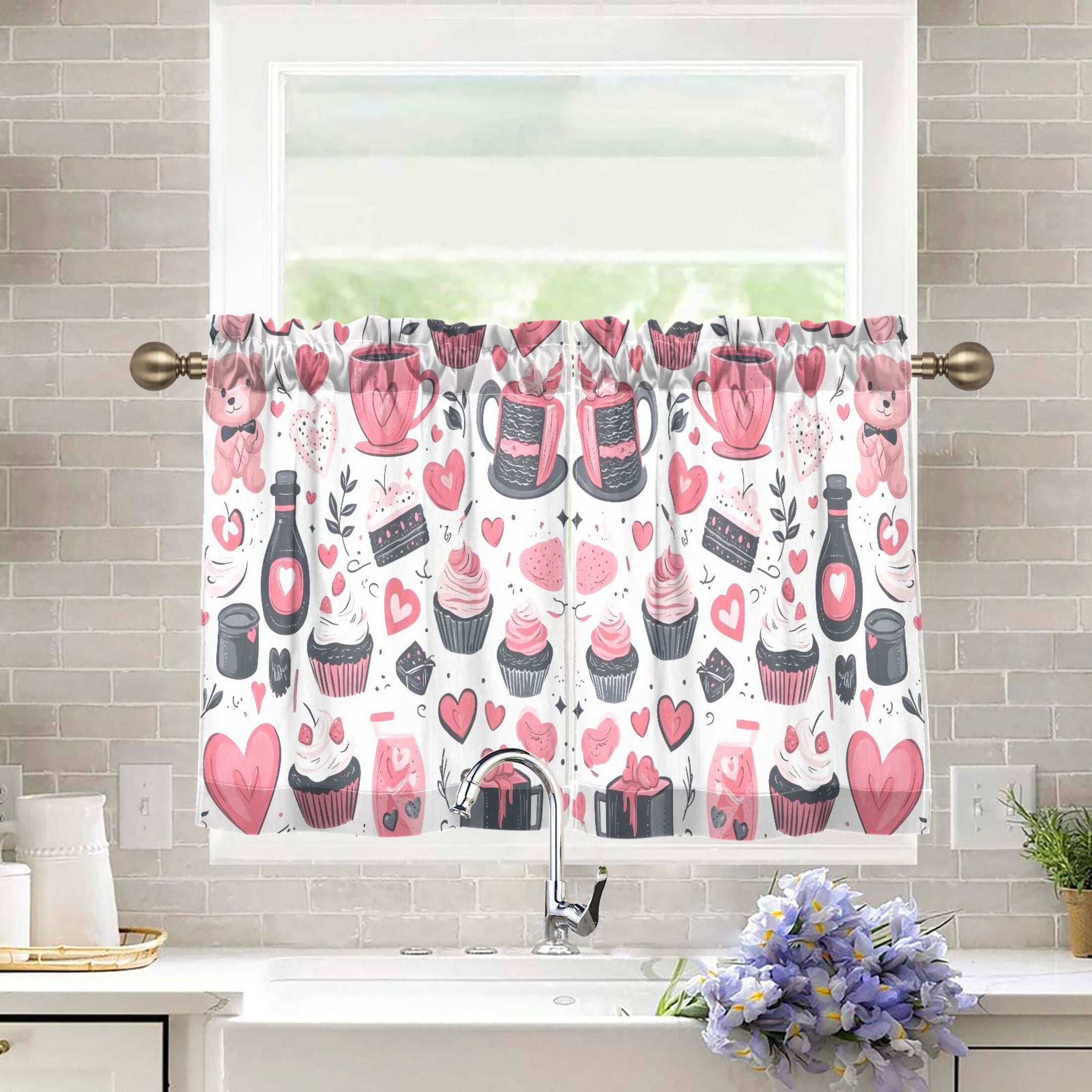 Linen Kitchen Curtains Pink Style Pink Tier Curtains Tier Kitchen Living Room Bedroom Balcony 2 Panels 27x36 Inch