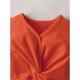 thumbnail image 2 of Toddler Girl Clothes Ruffle Short Sleeve Tops and Printed Shorts Outfits Set Orange 2-3 Years, 2 of 6