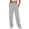 thumbnail image 4 of WTXUE Sweatpants, Womens Trousers Ladies' Solid Drawstring Elastic Waist Pocket Pants Slacks, Pantalones De Mujer, 4-Grey, 4 of 6