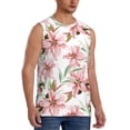 thumbnail image 2 of Uemuo Lilies Flowers Pattern Men's Sleeveless T-Shirt,Muscle Athletic Tank Top, Moisture-wicking Quick-dry Breathable Classic Tee Top for Gym Run Outdoor Sports-Large, 2 of 8