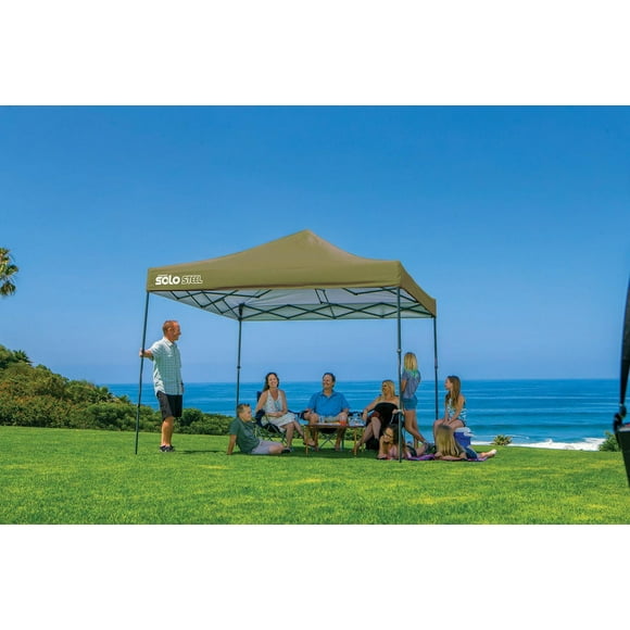 Quik Shade 10' x 10' Solo Steel 100 Square Feet of Shade Straight Leg Outdoor Pop-Up Canopy, Olive