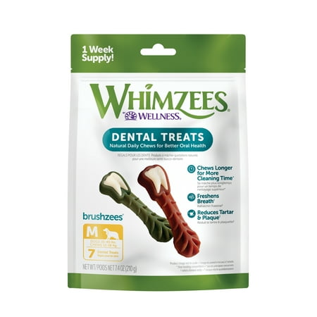 UPC: 0815436018877 | Whimzees Daily Use Pack Dental Treats for Dogs  Medium Brushzees Bag of 7