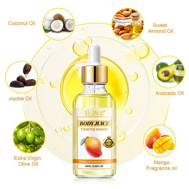 Aceite Esencial BODYJUICE TWISTED MANGOS Aceite Corporal Hidrata la Piel Suavizándola y Evitando la Sequedad 60ml Agua Esencial