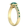 thumbnail image 6 of 14K Yellow Gold 2.50 ctw Lab Created Green Emerald Stone Ring with Diamonds Vintage Micro Pave Halo, 6 of 7