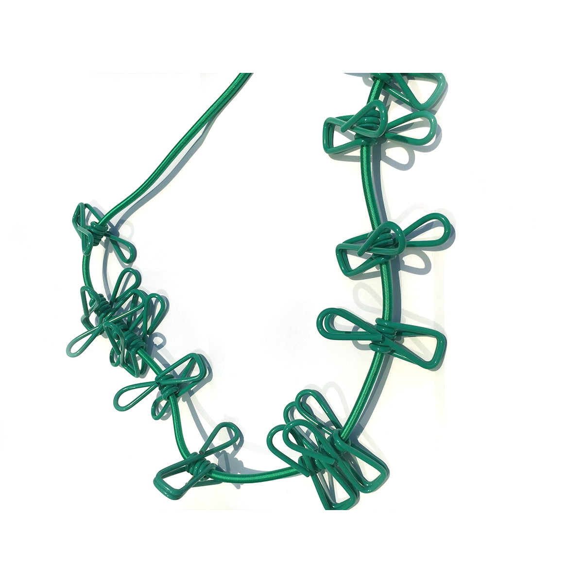 2 Pcs Portable Travel Outdoor Indoor Clothesline Windproof Stretchable Elastic Rope with Clips (Green)