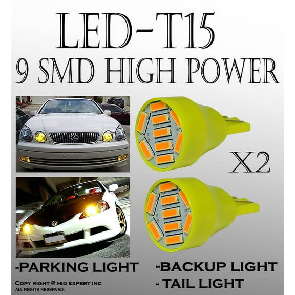 ICBEAMER T15 906 579 901 908 Yellow 4pcs 9 LED Super Bright 9-SMD LED Parking Light Bulbs