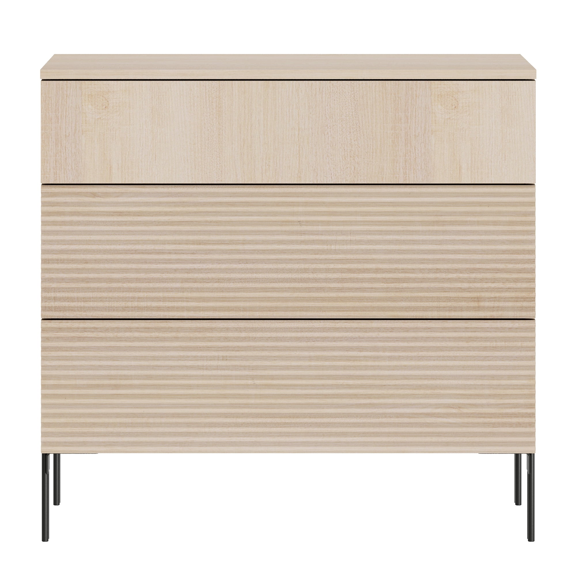 WAMPAT 3 Drawer Dresser for Bedroom, Modern Fluted Wood Storage Cabinet with Push-to-Open Drawers, Organizer Chest for Bedroom, Living Room, Entryway