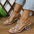 thumbnail image 5 of zttd ladies fashion summer rhinestone butterfly elastic elastic high heel sandals women's slipper a, 5 of 9