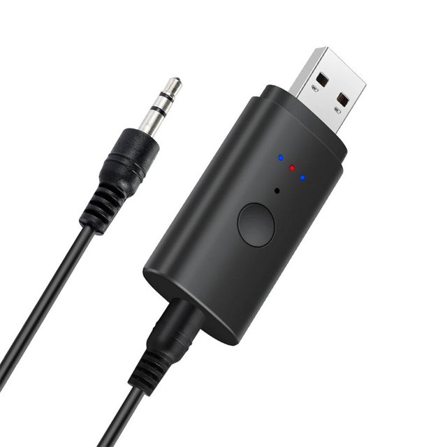 sweethay Transmisor compatible con Bluetooth para computadora, velocidad rápida, portátil, alimentado por USB, entrada AUX, adaptador de Audio Cables de audio/vídeo