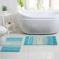 thumbnail image 2 of Alfombra de baño Chardin Home Cordural Stripes, juego de 2 unidades, color turquesa, 2 of 9