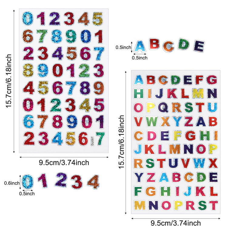 Bubabox 60 Sheets Letter and Number Stickers,Peel and Stick Small Letters Scrapbooking for Kids Adults,Adhesive Colorful Letters
